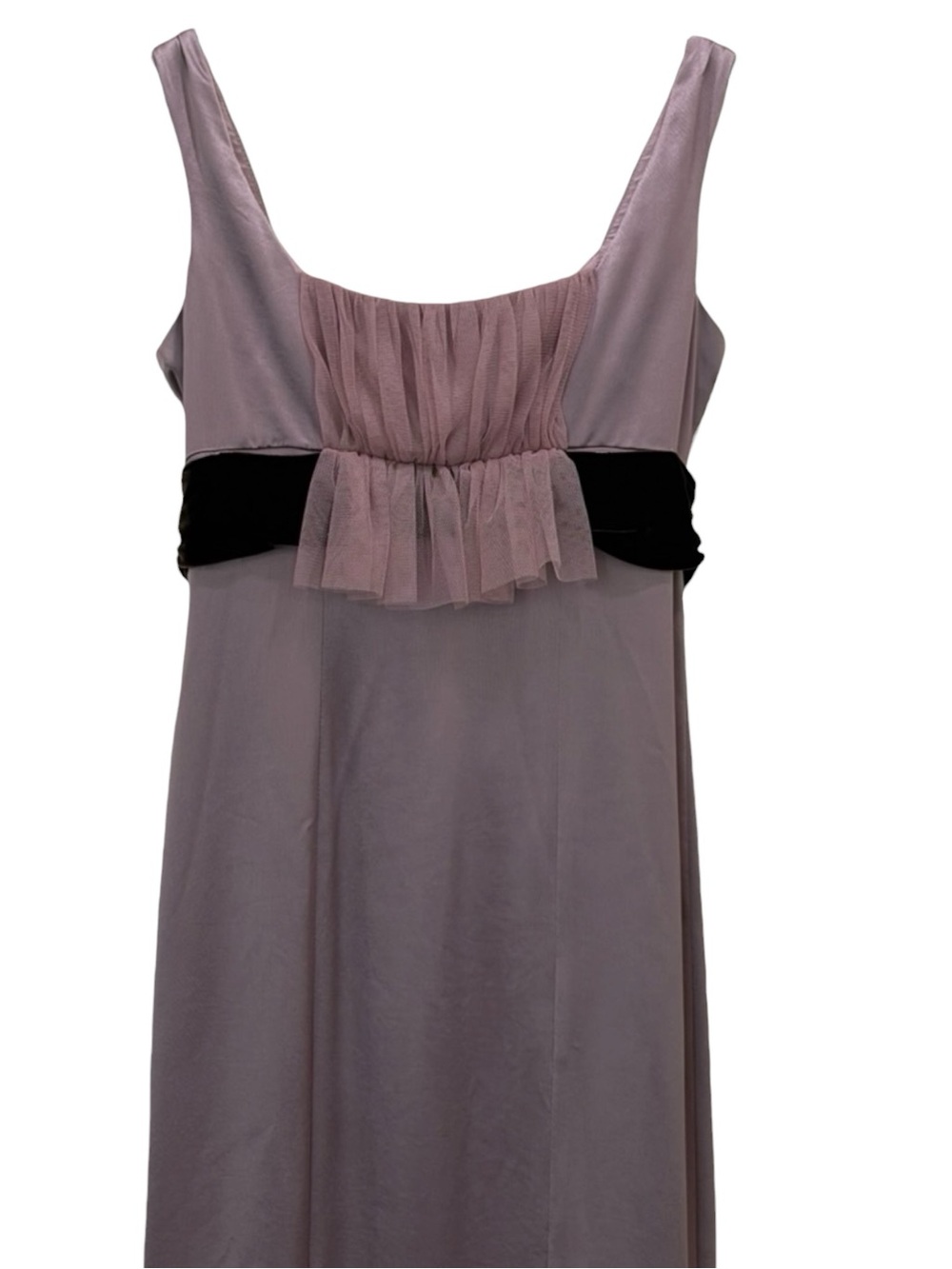 Vera Wang Lavender Silk Chiffon Mermaid Evening Gown Velvet Sash Formal Dress - Picture 6 of 11